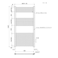 1200x600mm Chrome Heated Towel Rail Straight Bathroom Radiator Dimension