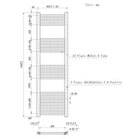 1400x400mm Chrome Heated Towel Rail Straight Bathroom Radiator Dimension