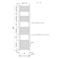 1800x400mm Black Heated Towel Rail Straight Bathroom Radiator Dimension