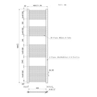 1800x450mm Black Heated Towel Rail Straight Bathroom Radiator Dimension