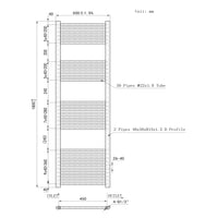 1800x500mm Black Heated Towel Rail Straight Bathroom Radiator Dimension