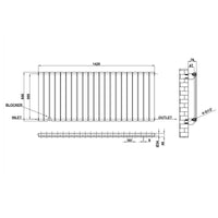 600x1428mm Single Anthracite Flat Panel Radiator Dimension