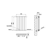 600x408mm Double Anthracite Flat Panel Radiator Dimension