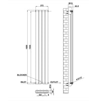 1600x272mm Double Anthracite Flat Panel Radiator Dimension