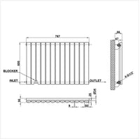 600x767mm single anthracite oval column radiator dimension