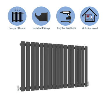 Aidal- Designer Horizontal 600x1003mm Single Anthracite Oval Column Radiator