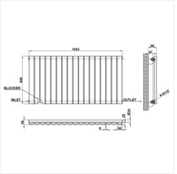 600x1003mm single anthracite oval column radiator dimension