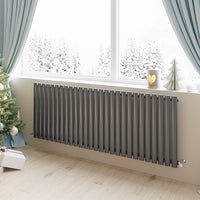 Aidal- Designer Horizontal 600x1593mm Single Anthracite Oval Column Radiator