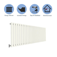 Aidal- Designer Horizontal 600x1593mm Single White Oval Column Radiator