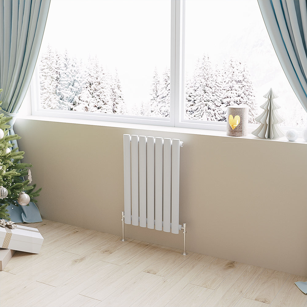 Aidal- Designer Horizontal 600x413mm Single White Oval Column Radiator