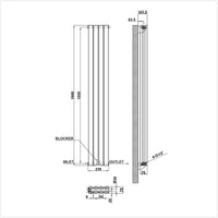 1600x236mm double anthracite oval column radiator dimension