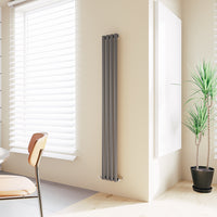 Aidal- Designer Vertical 1800x236mm Single Anthracite Oval Column Radiator