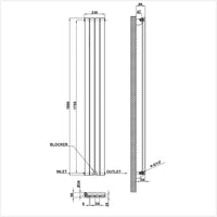 1800x236mm single anthracite oval column radiator dimension