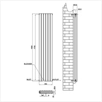 1800x354mm double white oval column radiator dimension