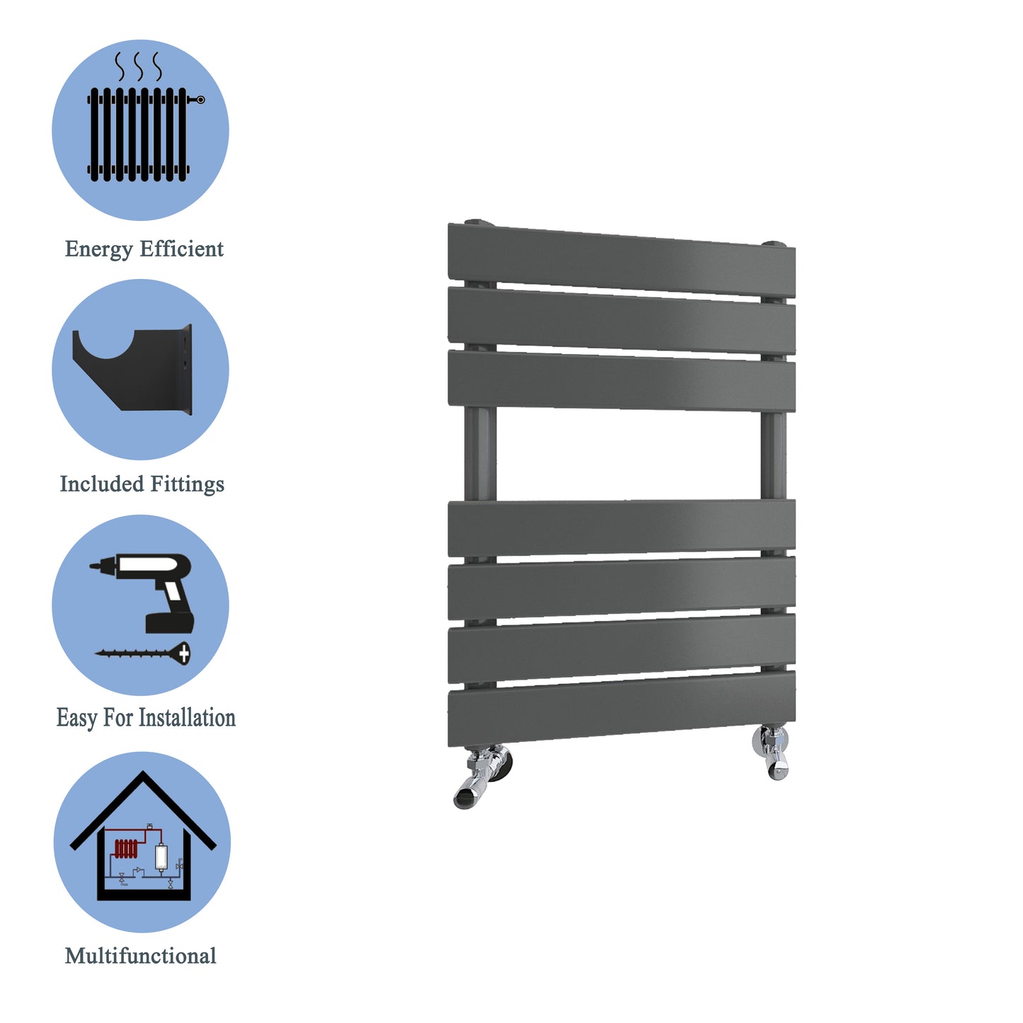 Aidal- Bathroom 650x400mm Anthracite Towel Rail Radiator