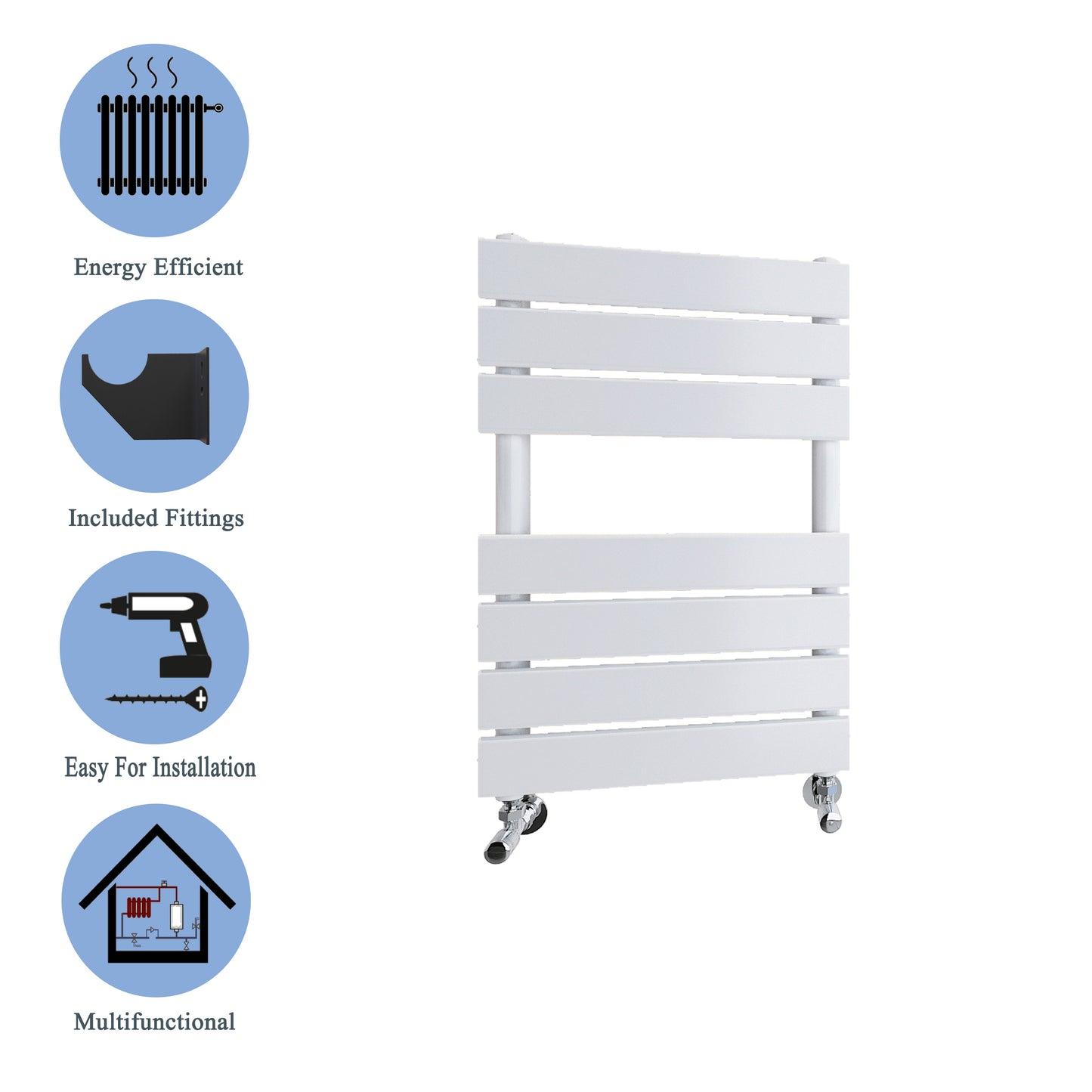 Aidal- Bathroom 650x400mm White Towel Rail Radiator