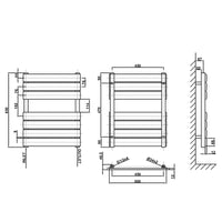 650x500mm black towel rail radiator dimension