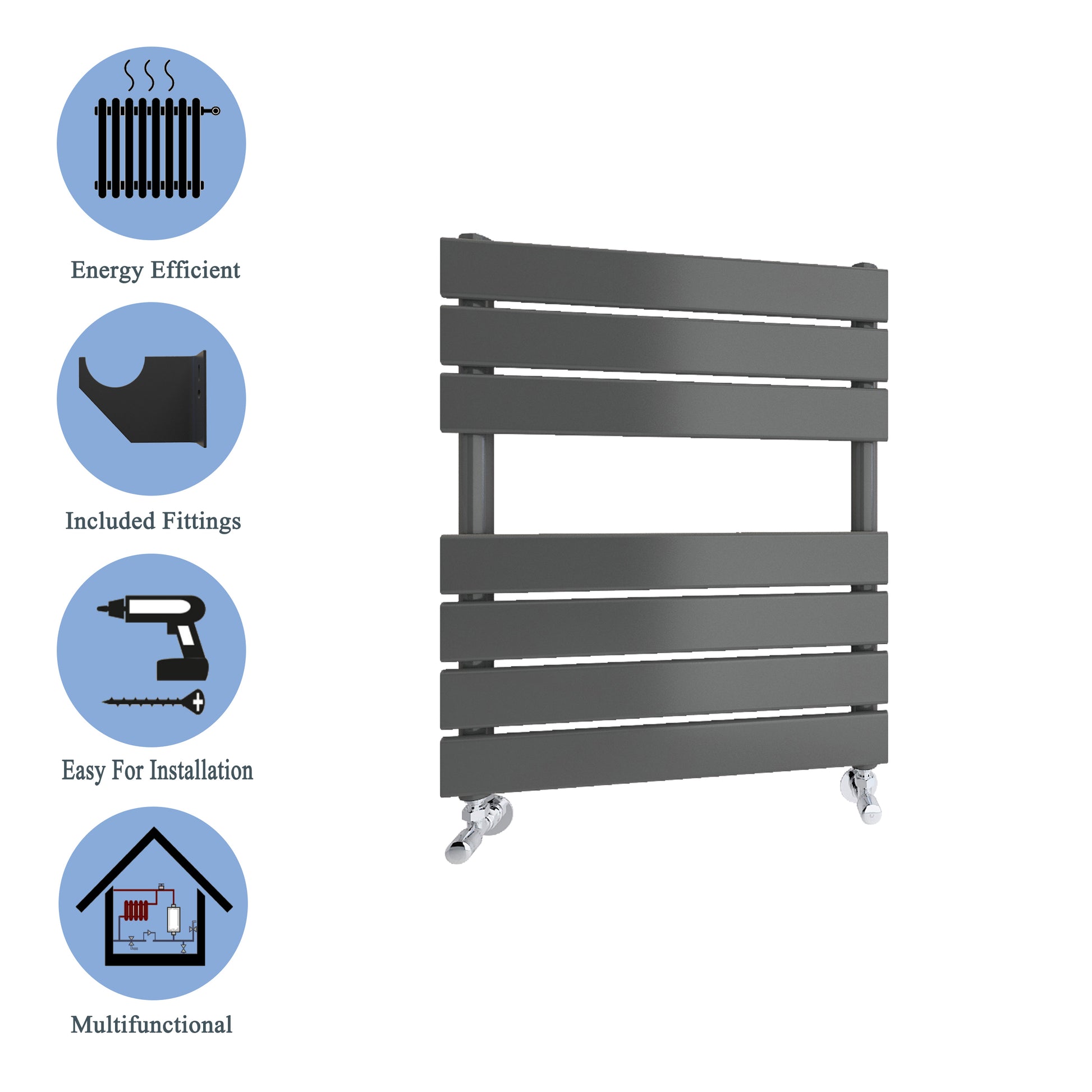 Aidal- Bathroom 650x500mm Anthracite Towel Rail Radiator