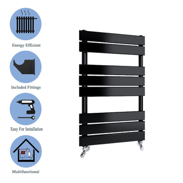 Aidal- Bathroom 800x450mm Black Towel Rail Radiator