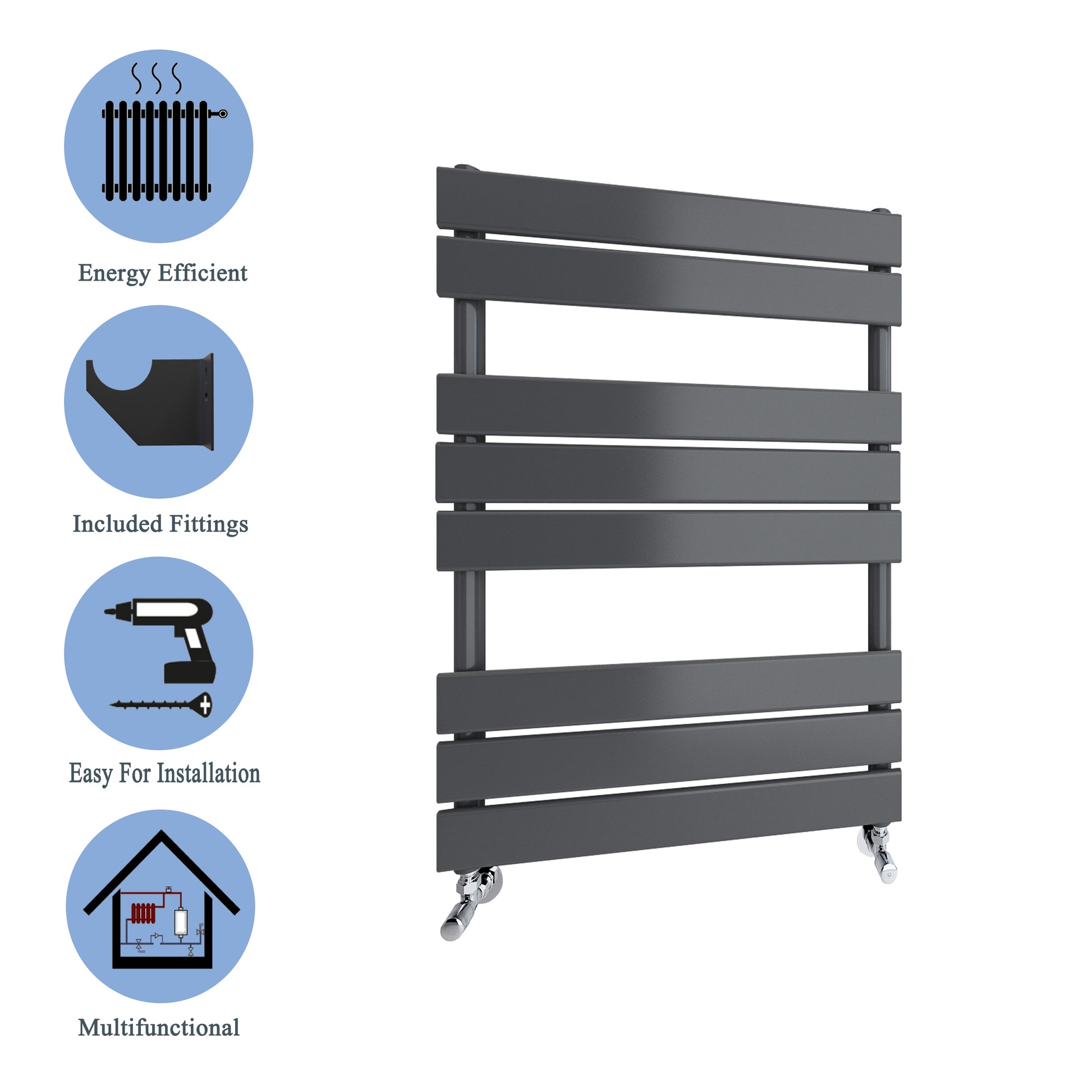 Aidal- Bathroom 800x600mm Anthracite Towel Rail Radiator