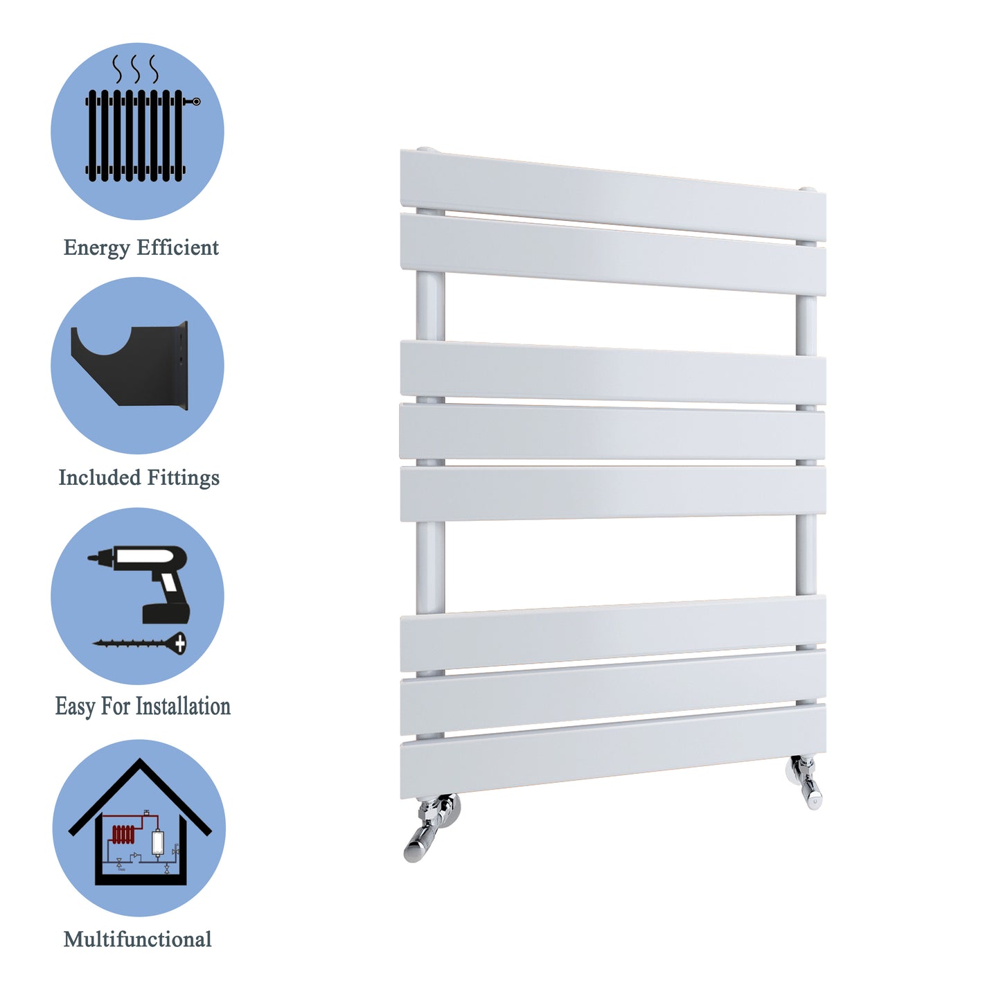 Aidal- Bathroom 800x600mm White Towel Rail Radiator