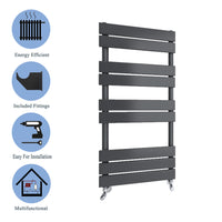 Aidal- Bathroom 1000x450mm Anthracite Towel Rail Radiator