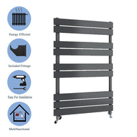 Aidal- Bathroom 1000x600mm Anthracite Towel Rail Radiator