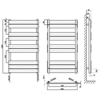 1000x600mm black towel rail radiator dimension