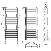 1200x450mm black towel rail radiator dimension