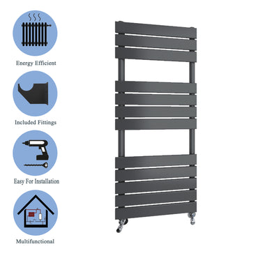 Aidal- Bathroom 1200x450mm Anthracite Towel Rail Radiator