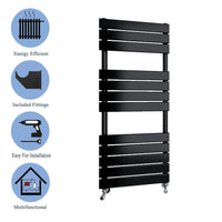 Aidal- Bathroom 1200x450mm Black Towel Rail Radiator