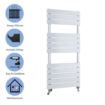 Aidal- Bathroom 1200x450mm White Towel Rail Radiator