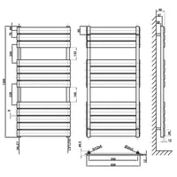 1200x600mm anthracite towel rail radiator dimension