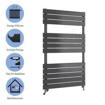 Aidal- Bathroom 1200x600mm Anthracite Towel Rail Radiator