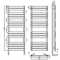 1600x600mm black towel rail radiator dimension