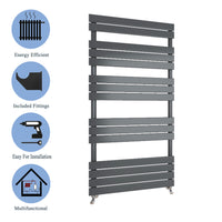 Aidal- Bathroom 1600x600mm Anthracite Towel Rail Radiator