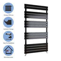 Aidal- Bathroom 1600x600mm Black Towel Rail Radiator