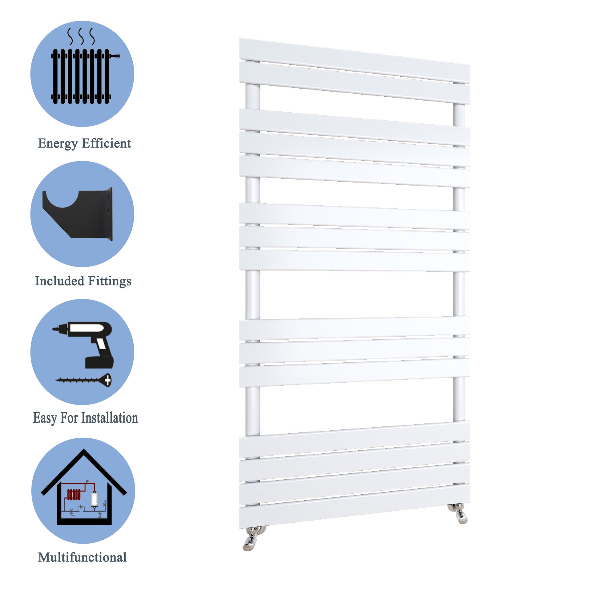 Aidal- Bathroom 1600x600mm White Towel Rail Radiator