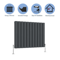 Modern Horizontal Double Anthracite Flat Panel Radiator