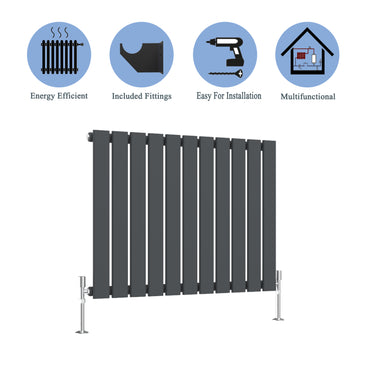 Modern Horizontal Single Anthracite Flat Panel Radiator