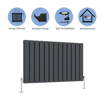 Modern Horizontal Double Anthracite Flat Panel Radiator