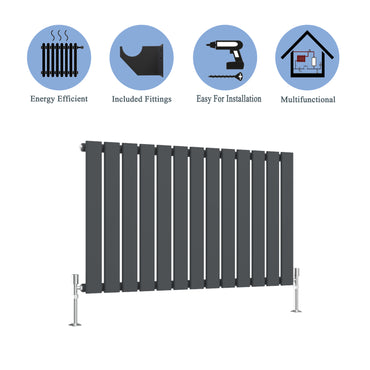 Modern Horizontal Single Anthracite Flat Panel Radiator