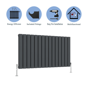 Modern Horizontal Double Anthracite Flat Panel Radiator