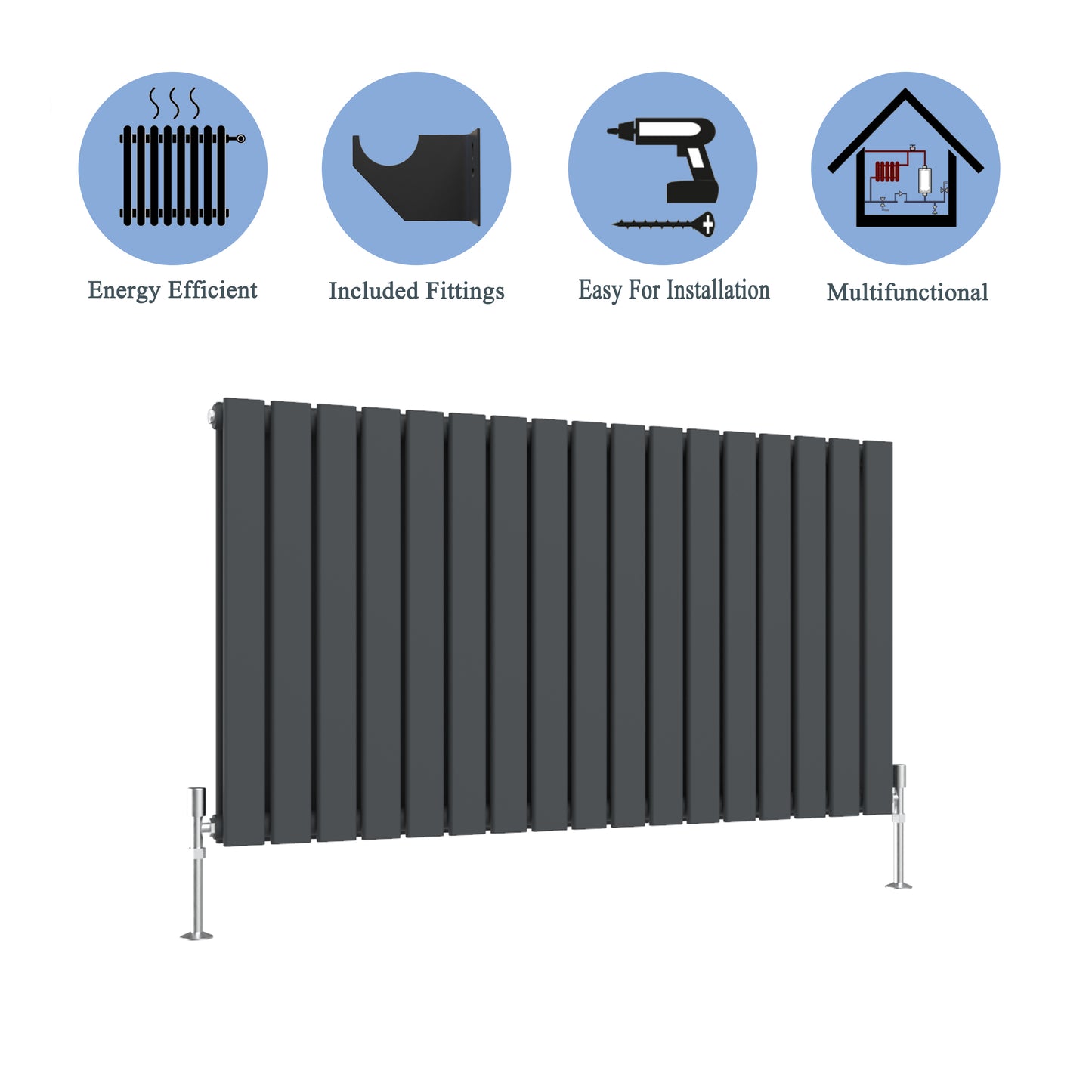 Modern Horizontal Double Anthracite Flat Panel Radiator