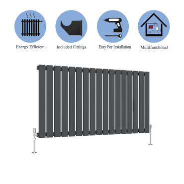 Modern Horizontal Single Anthracite Flat Panel Radiator