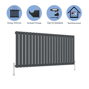 Modern Horizontal Single Anthracite Flat Panel Radiator