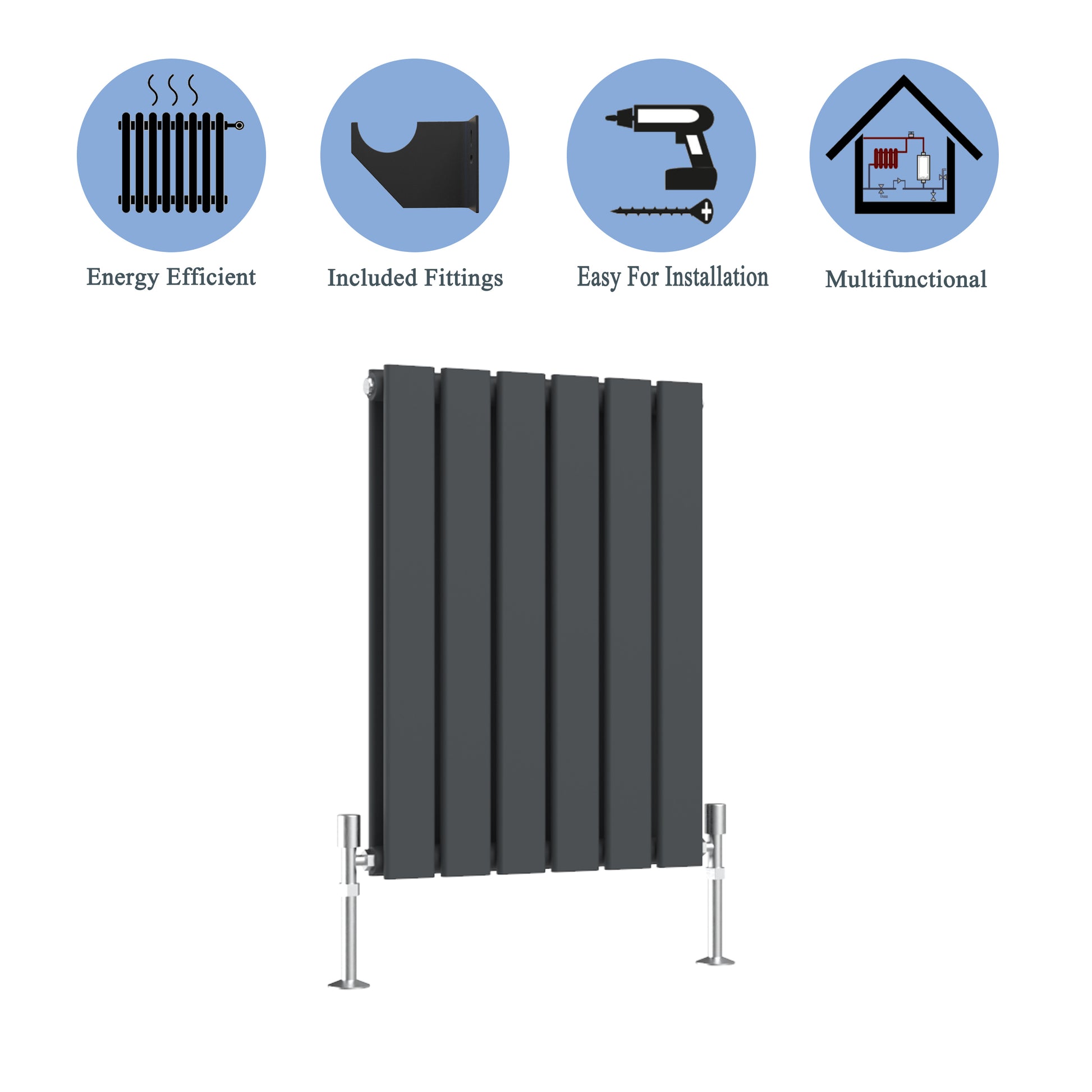 Modern Horizontal Double Anthracite Flat Panel Radiator