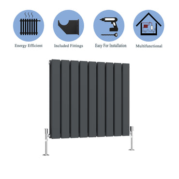 Modern Horizontal Double Anthracite Flat Panel Radiator