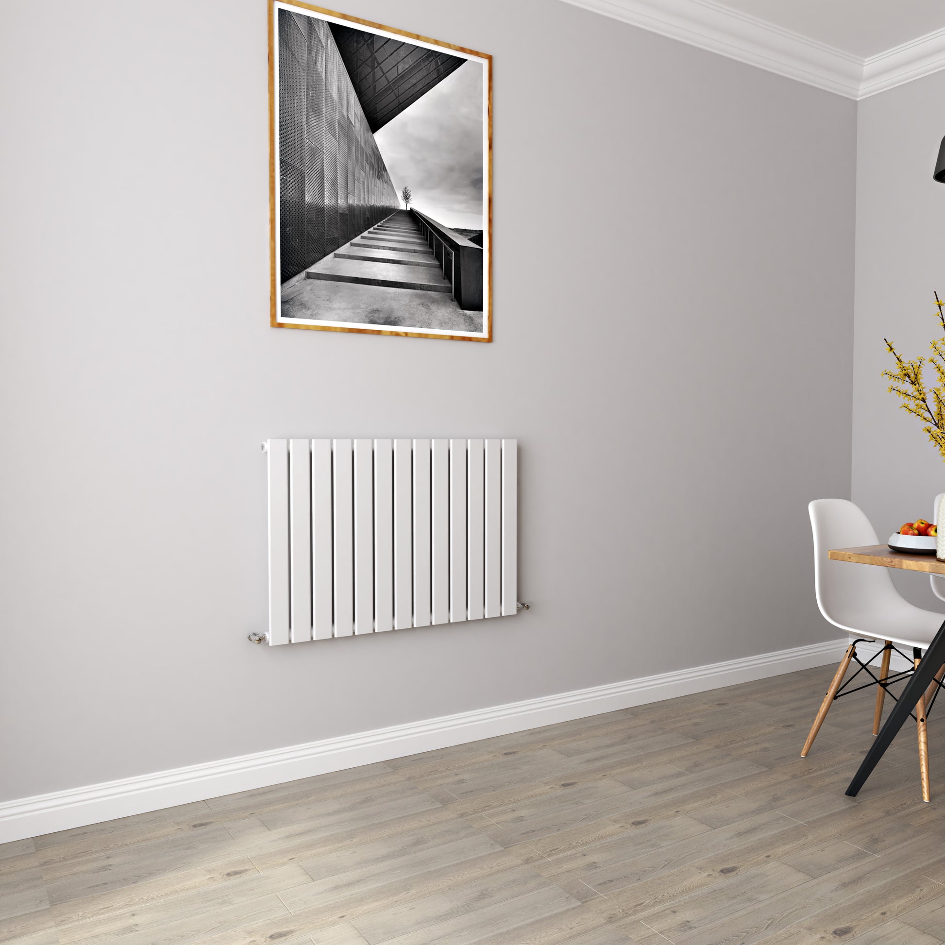 AICA - Modern Horizontal 600x884mm Single White Flat Panel Radiator