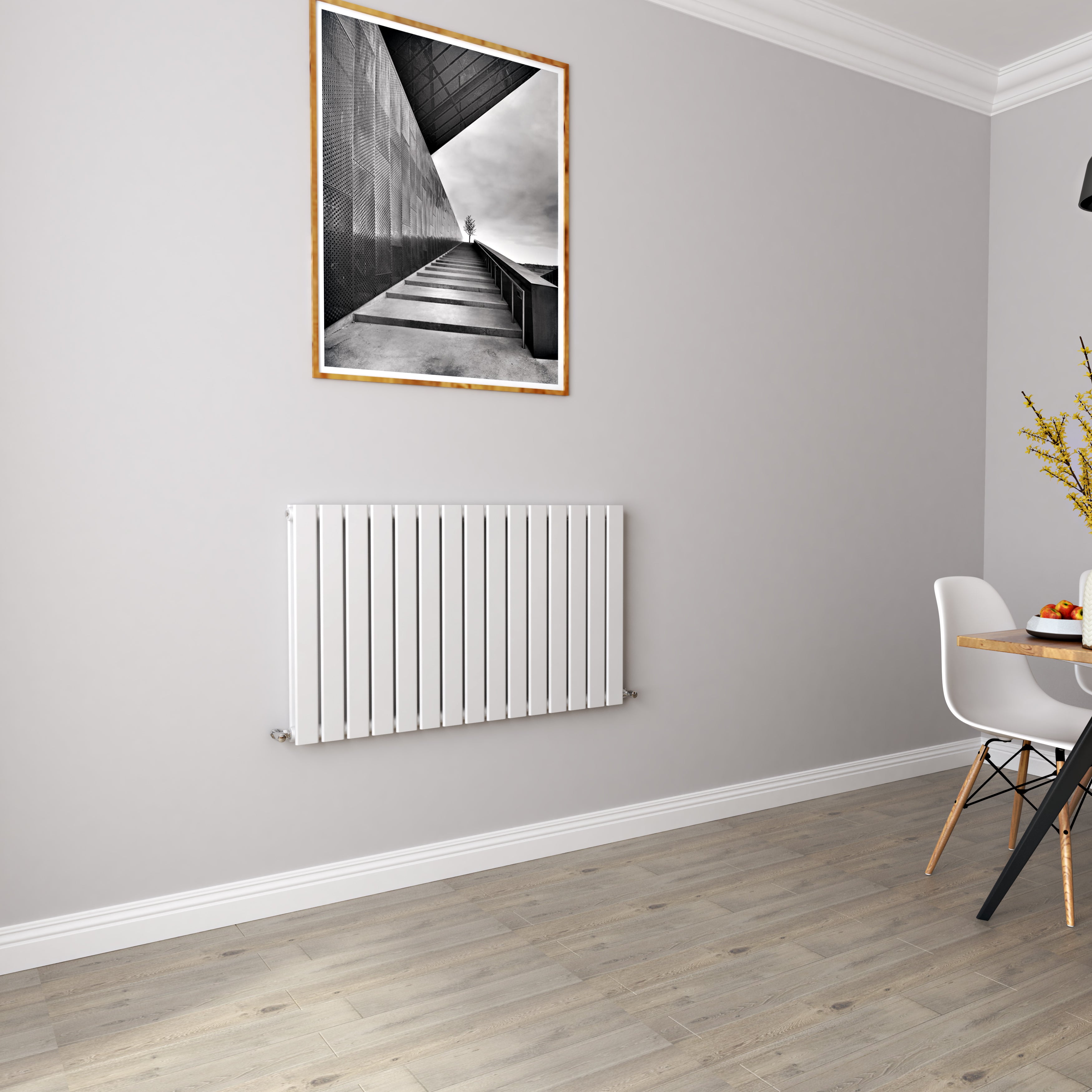 AICA - Modern Horizontal 600x1020mm Double White Flat Panel Radiator